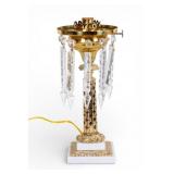 Victorian Pierced Brass and Marble Lamp Conversion