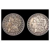 1896 (O) and 1896 Morgan Silver Dollars