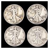 Four Walking Liberty Half Dollars, 1942-1944