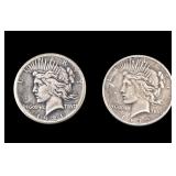 1922 & 1935 Peace Silver Dollars