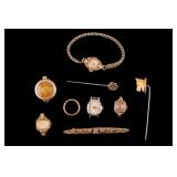 Antique Horse Stickpin and Vintage Watches