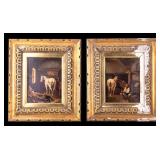 Pair of 18th/19th Framed Oil on Tin Paintings