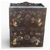 Chinese Black Lacquer Cabinet w/ Inlay