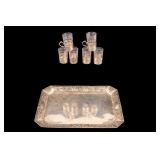 Antique 800 German Silver Tray and Cordials