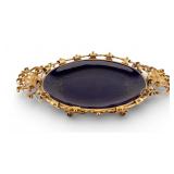 Ornate Bronze & Cobalt Porcelain Centerpiece, 2pc