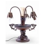 Antique Bronze Figural Epergne-Form Table Lamp