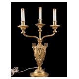 Antique Electrified Bronze 3-Light Candelabra Lamp