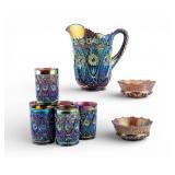 Molded Carnival Glass Water Set (7 Pcs)