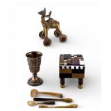 800 Silver Kiddush Cup, Indian Temple Toy, & More