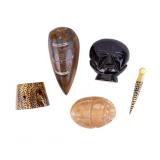 Stone Scarab, Bust, Horn Cup, Spear Fossil
