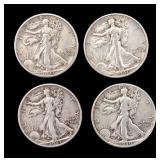 Four Walking Liberty Half Dollars