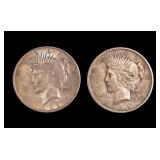 1922 and 1924 Peace Silver Dollars