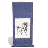 Chinese Signed Painted Horse Silk Scroll