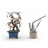 Antique Chinese Water Pipe, Cloisonne Tree