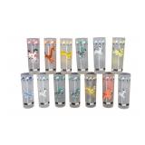 13 Vintage Libbey Carousel Frosted Glasses