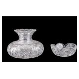 Early Cut Crystal Vase, Clark Crystal Bowl
