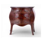 French Bombe-Form 3-Drawer Bedside Cabinet