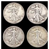 Four Walking Liberty Half Dollars (1941-1944)