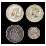 1854(O) Seated Liberty Half Dollar and Coins