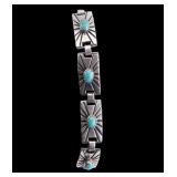 Turquoise and Sterling Panel Bracelet