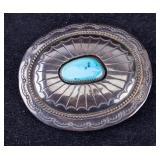Turquoise and Sterling Belt Buckle