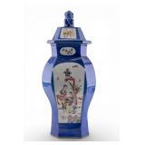 Chinese Porcelain Hexagonal Vase with Lid