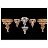 4 Prosperi Wall Shelves + Larger Gold Tone Pair