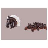 Pair of Carved Horse Head Brouches