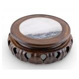 Chinese Carved Hardwood and Marble Trivet