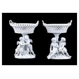 Pair, Meissen Figural Porcelain Compotes