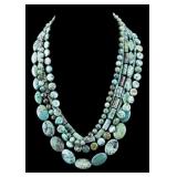 Multi-Strand Turquoise Necklace, Sterling Clasp