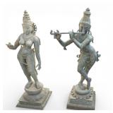 Pair of Large Hindu Deity Bronze Statues >4