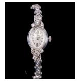 14K Elgin White Gold & Diamond Ladies Watch