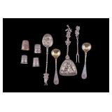 19th-20th C 800, 900 Silver Thimbles & Spoons