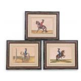 Framed Colored Equestrian Lithographs (3)