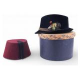 Vintage Felt Fedora and Wool Fez