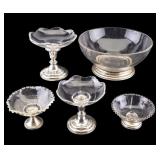Sterling Mounted Glass Serving Pieces
