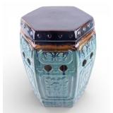 Glazed Ceramic Hexagonal Garden Stool