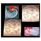 4 Bountiful Pattern Crystal Platters in OB