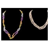 Natural Stone Strand Necklaces & 925 Clasp