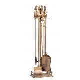 Solid Brass Figural Fireplace Tool Set