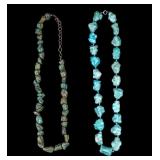 Turquoise Chunk Necklaces, Sterling Closure