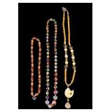 Beaded Necklaces with Millefiori, Carved Pendants
