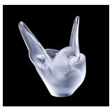Lalique Sylvie Crystal Vase, Two Doves