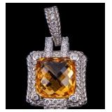 Judith Ripka Sterling Silver and Topaz Pendant