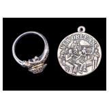 14K 925 Marcasite Ring plus 925 Pendant