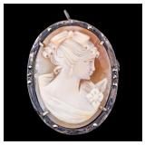 Victorian 800 Silver Cameo Brooch