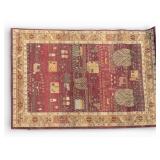 Loomed Pictorial Folk Art Rug