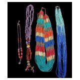 Amethyst, Amber, and Seed Bead Necklaces