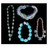 Ceramic, Pearl, Jade and Other Stone Necklaces